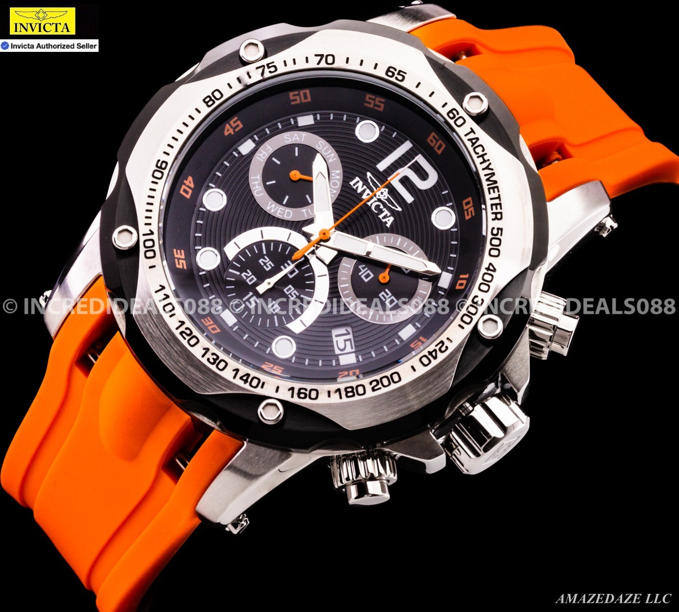 NEW Invicta Men 51mm Speedway Swiss Ronda Z60 Chronograph SS BLACK DIAL Watch !!