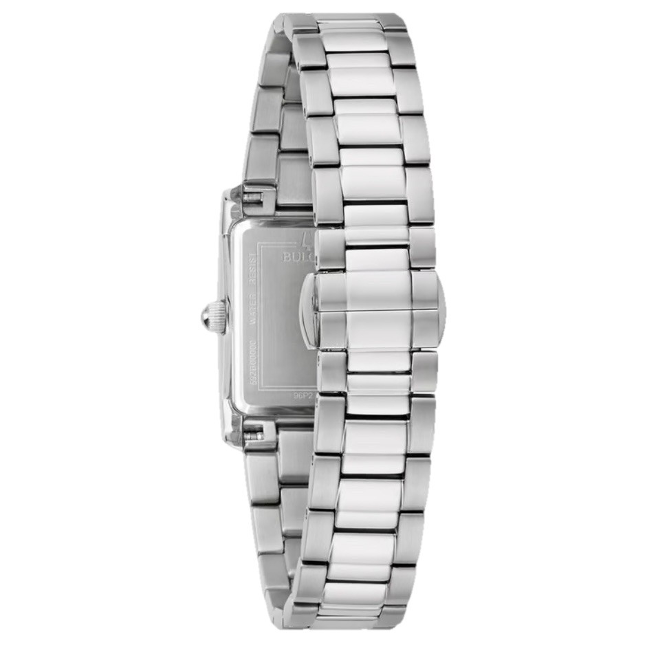 Bulova Classic Blue Abalone Diamond Ladies Tank Watch 96P262 Stainless Quartz