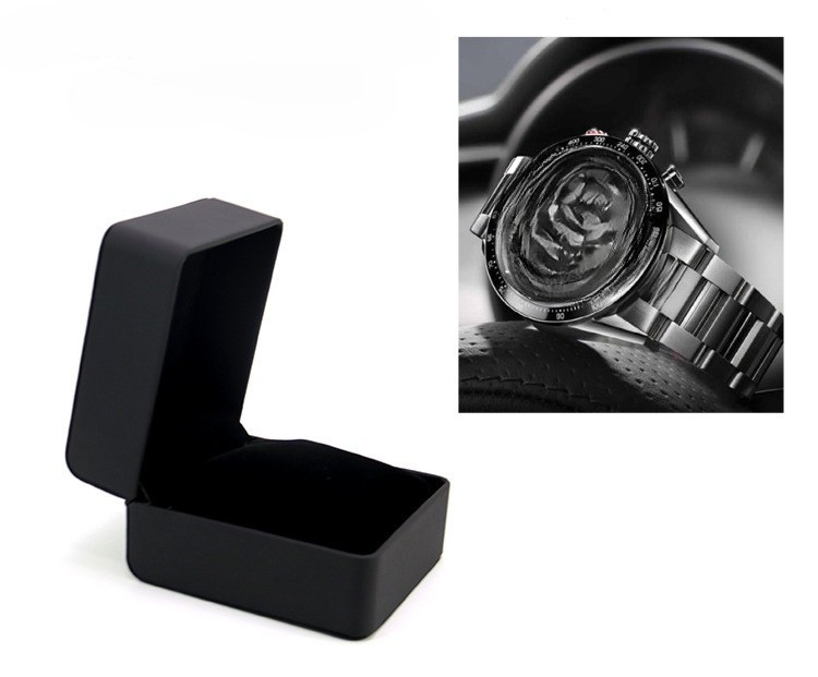 Men’s Silver Bridge Transparent Mechanical Skeleton watch Brown butterfly buckle