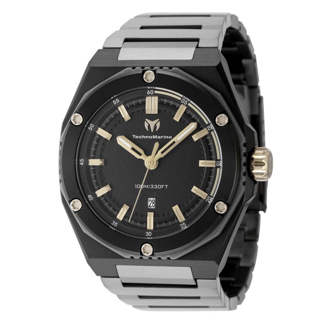 Technomarine Men’s Watch Coral Legacy Black Dial Grey Steel Bracelet TM-416088