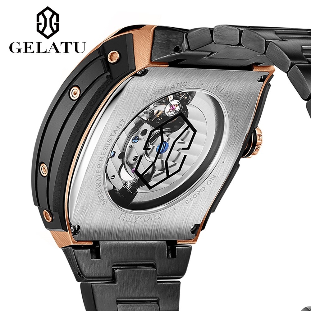 GELATU Men’s Full Automatic Mechanical Watch, Sapphire Mirror, Complete Calendar