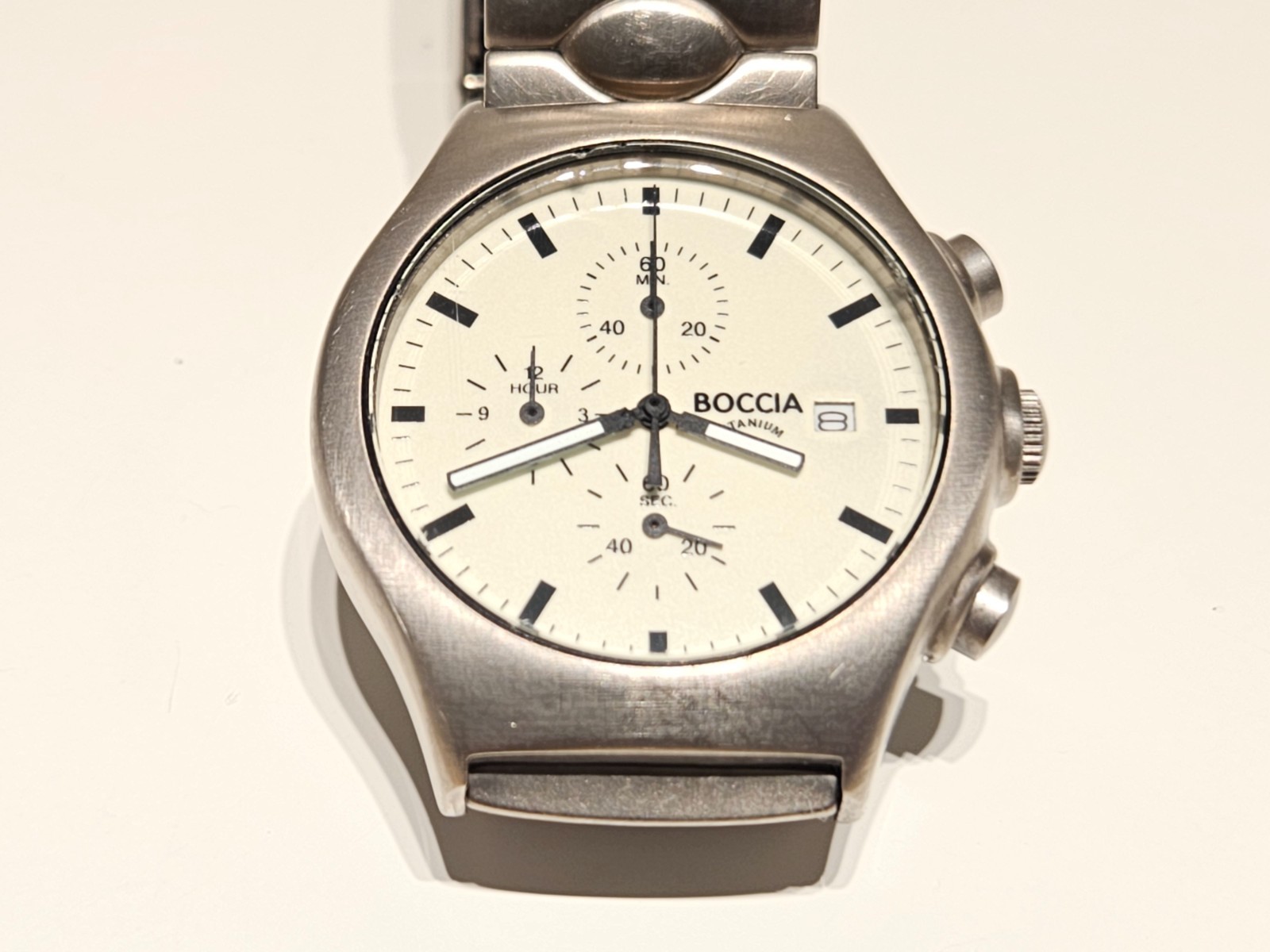 RETRO RARE SPORT ALL TITANIUM LUME DIAL QUARTZ CHRONOGRAPH MEN’S WATCH “BOCCIA”