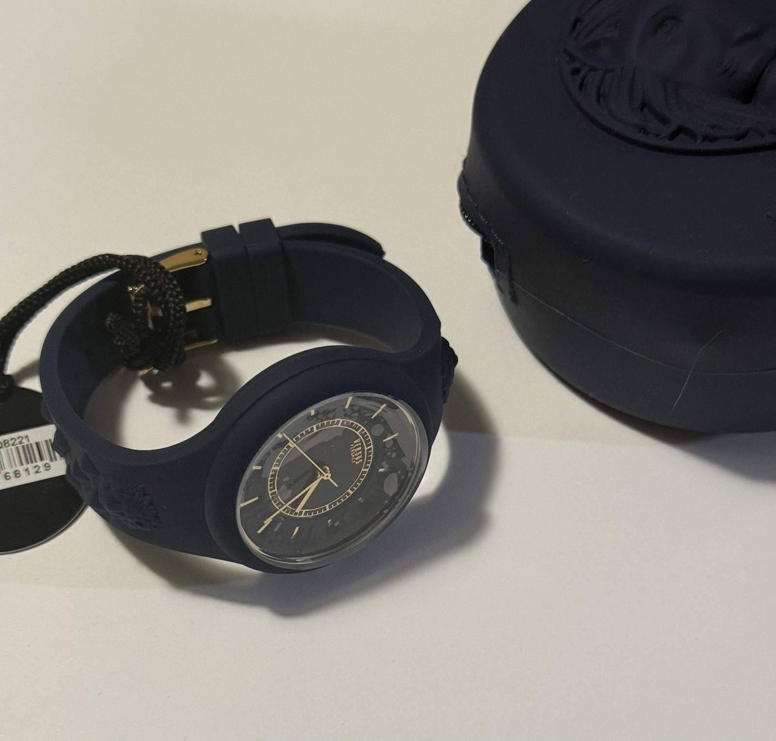 Versus Versace Unisex Quartz Analog Watch 39mm Blue Silicone Strap Gold Bezel