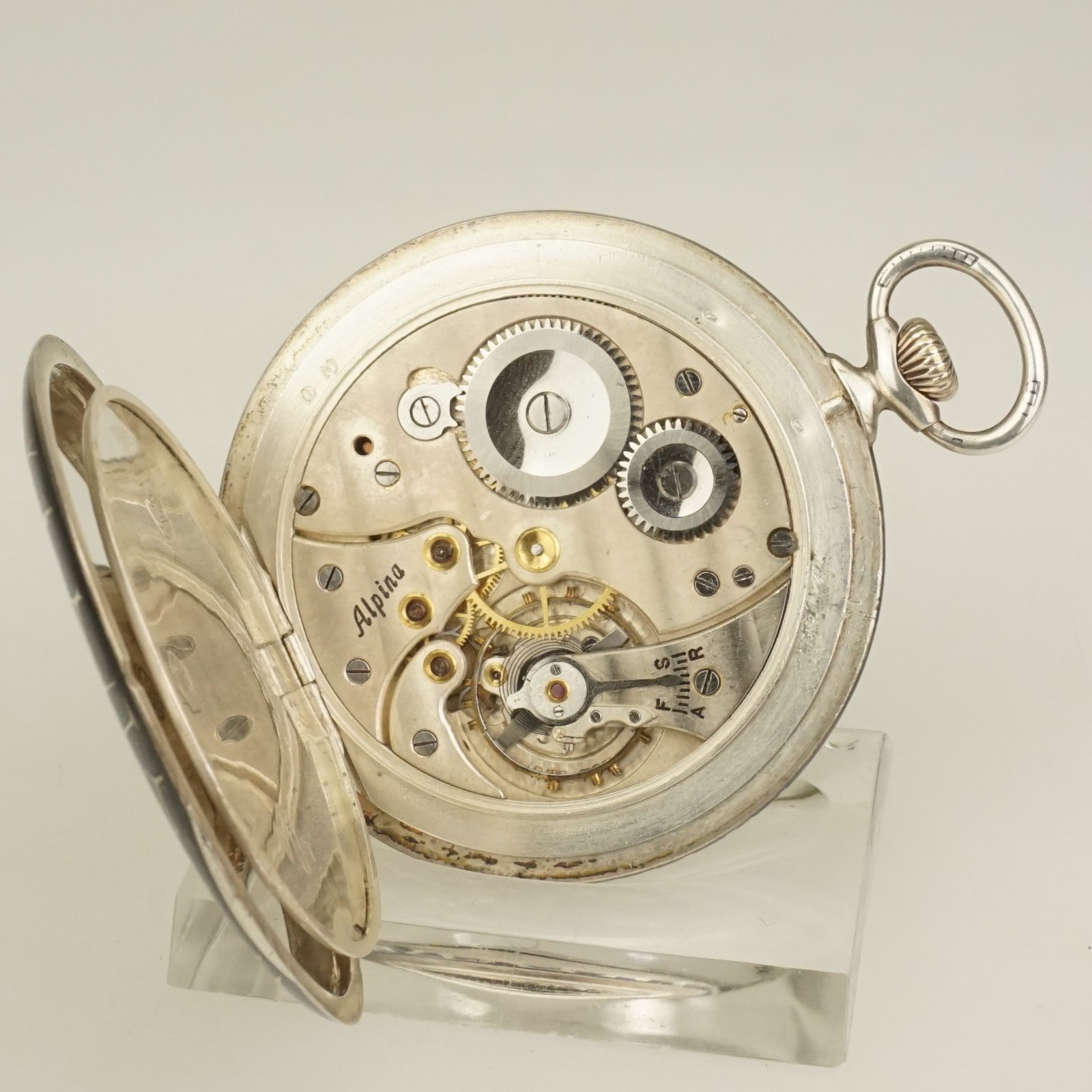 Rare! ALPINA Niello Silver Pocket Watch Men’s no fusee no duplex no repeater