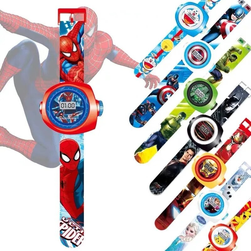 Spiderman Kids LED Watch Digital Marvel Wristwatch 3D Projection Electronic