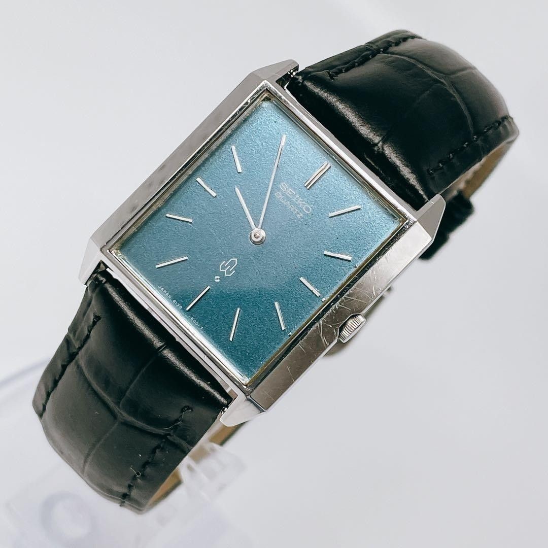 New Battery Working Seiko Chariot Vintage Watch 4130 5001 SEIKO Square Blue Dial