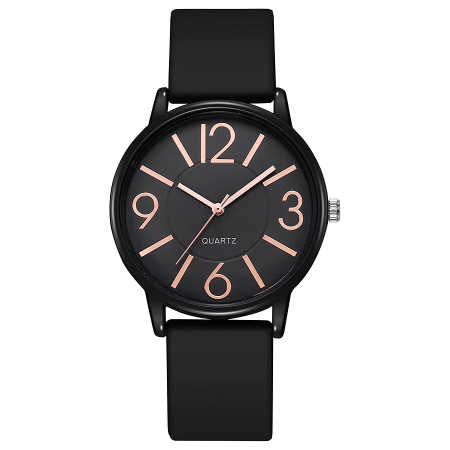 Women’s Casual Soft Silicone Strap Round Analog Quartz Wrist Watch Waterproof