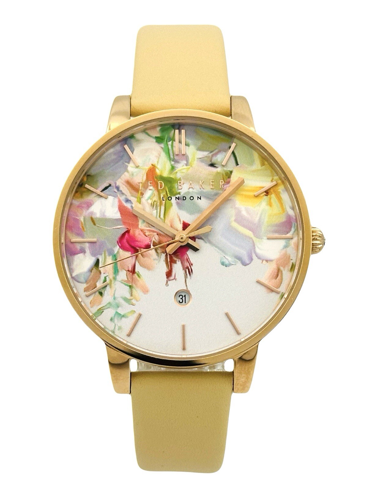 Ted Baker Women’s TE10026453 Multicolour Dial Cream LeatherStrap Rose Gold Watch