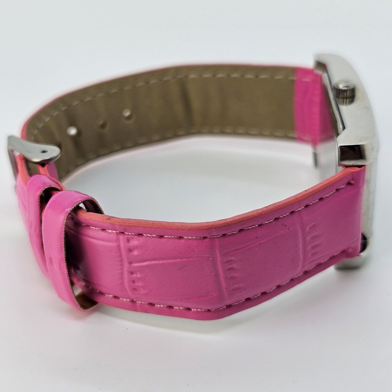 Minnie Mouse Women’s Watch 26MM White Dial Pink Leather Band Straps New Battery