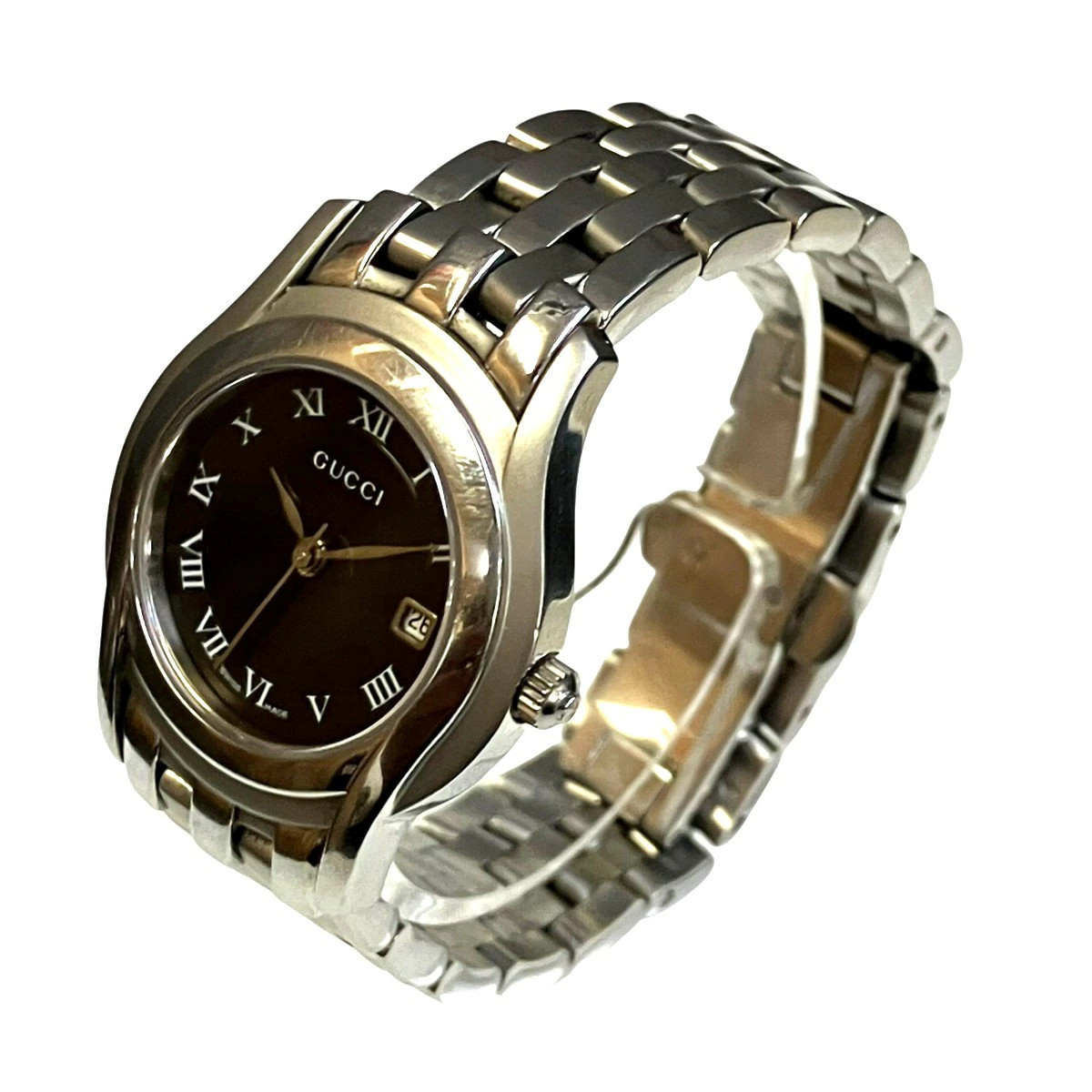 GUCCI watch total weight approximately 63g SS SS quartz black dial 5500L used