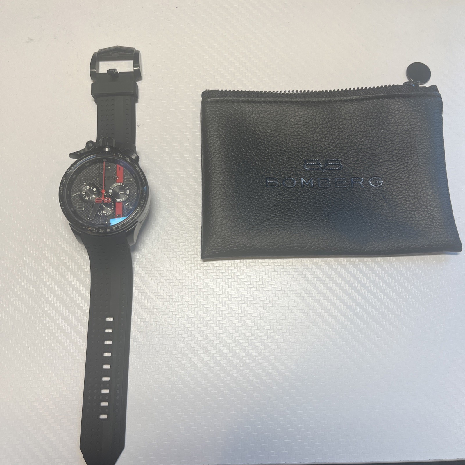 BOMBERG Racing Carbon Quartz Chronograph Watch 45mm Swiss Made Brand New
