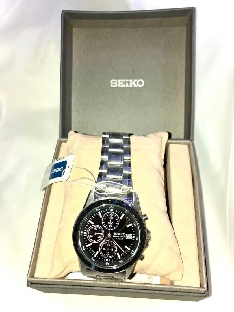 SEIKO Chronograph SND367PC Black Silver Men’s Watch New w/Box from JP