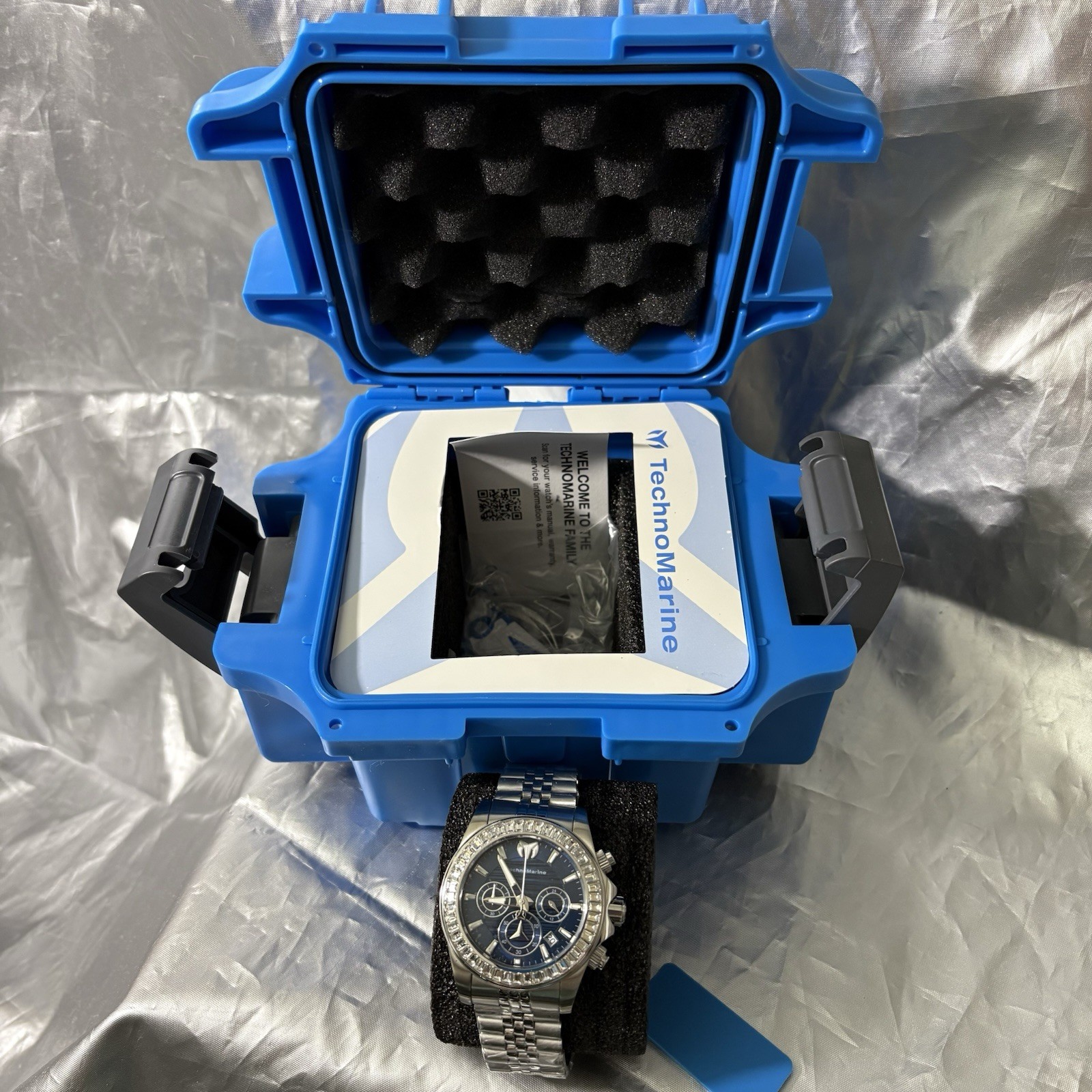 Invicta TechnoMarine Manta Ray Watch – 42mm Steel Silver Dark Blue BNIB