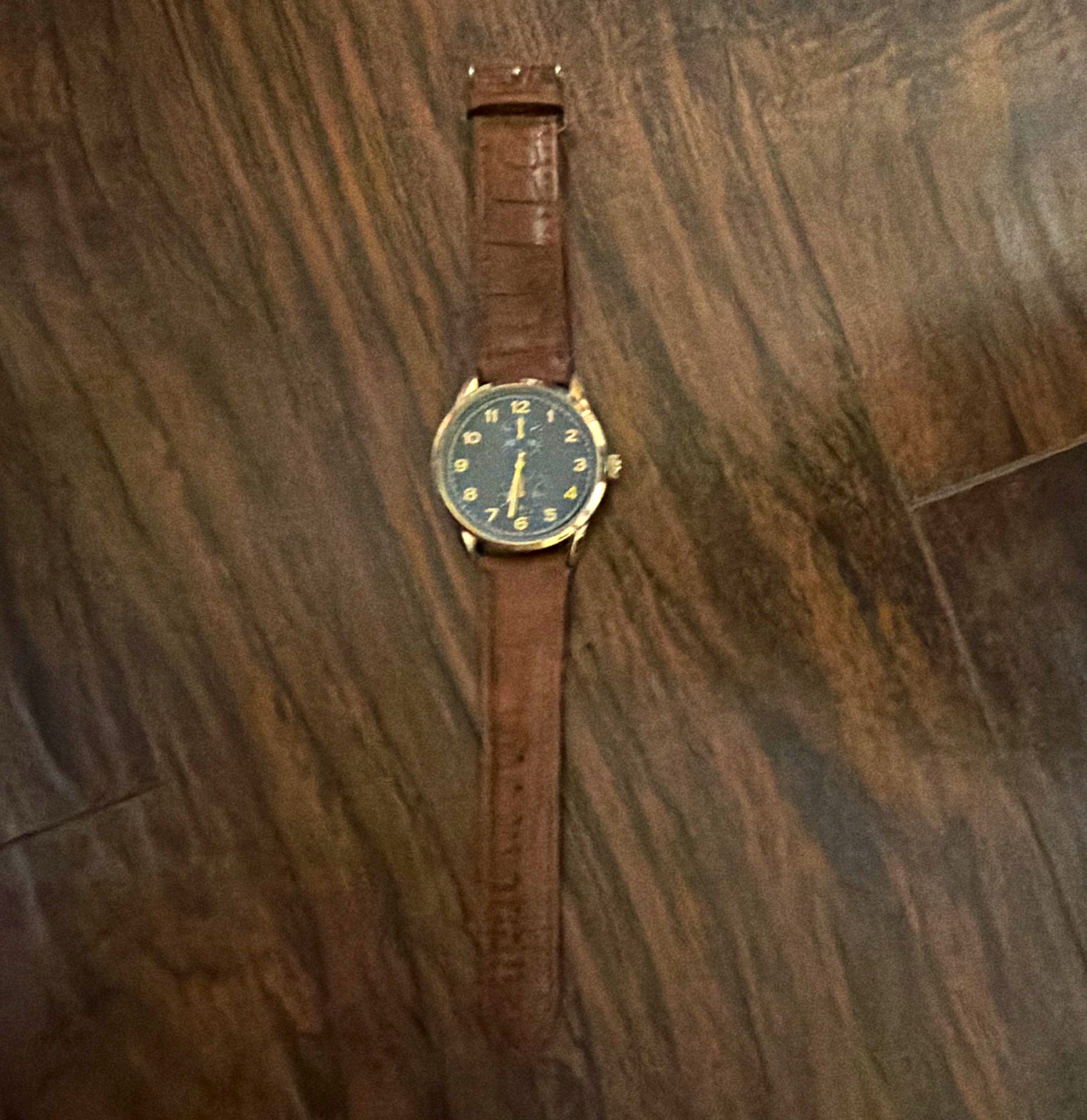 Tommy Hilfiger Men’s Analog Watch Black Dial Gold Case Brown Leather Strap