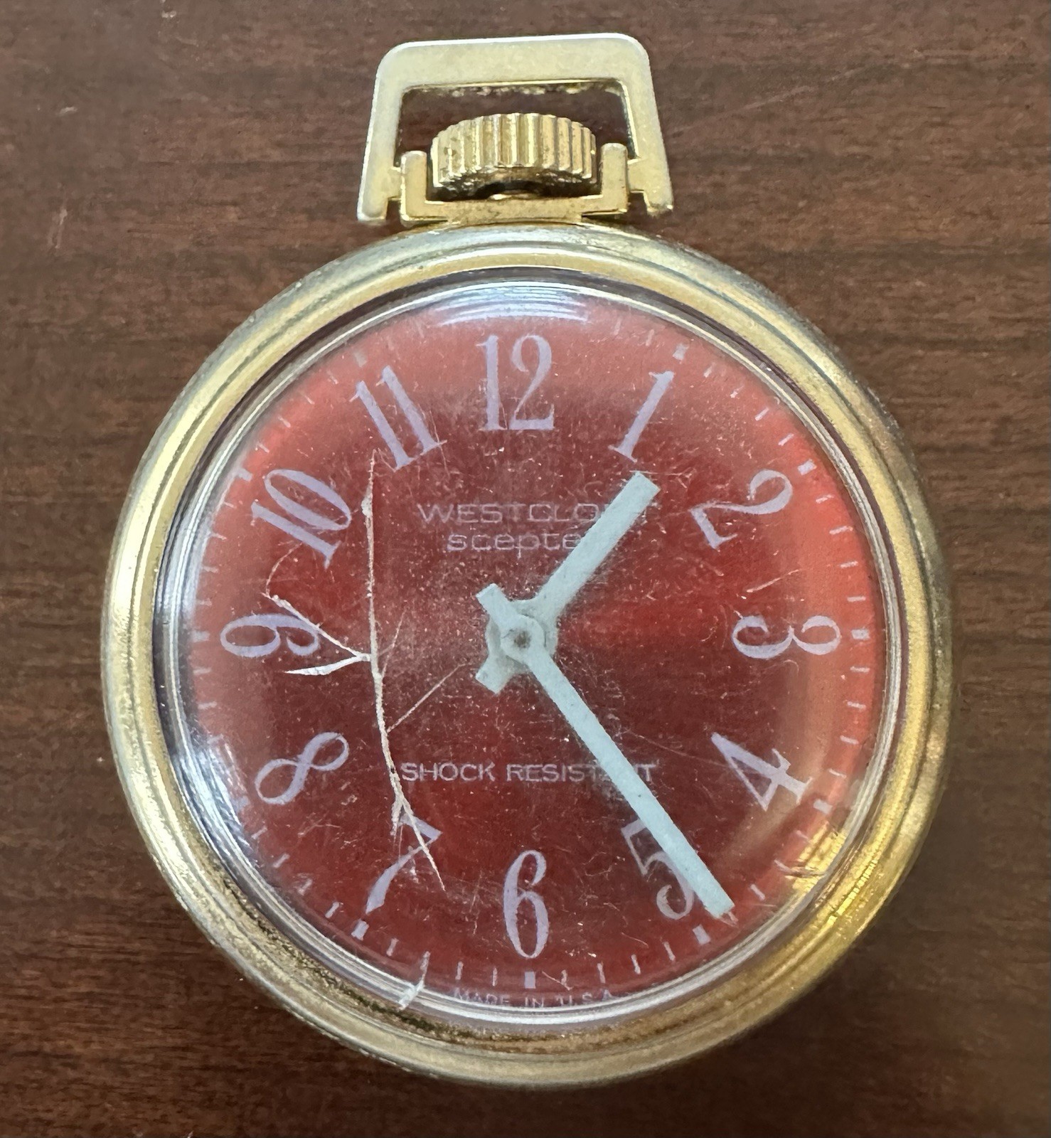 Westclox Scepter Pocket Watch Red Shock