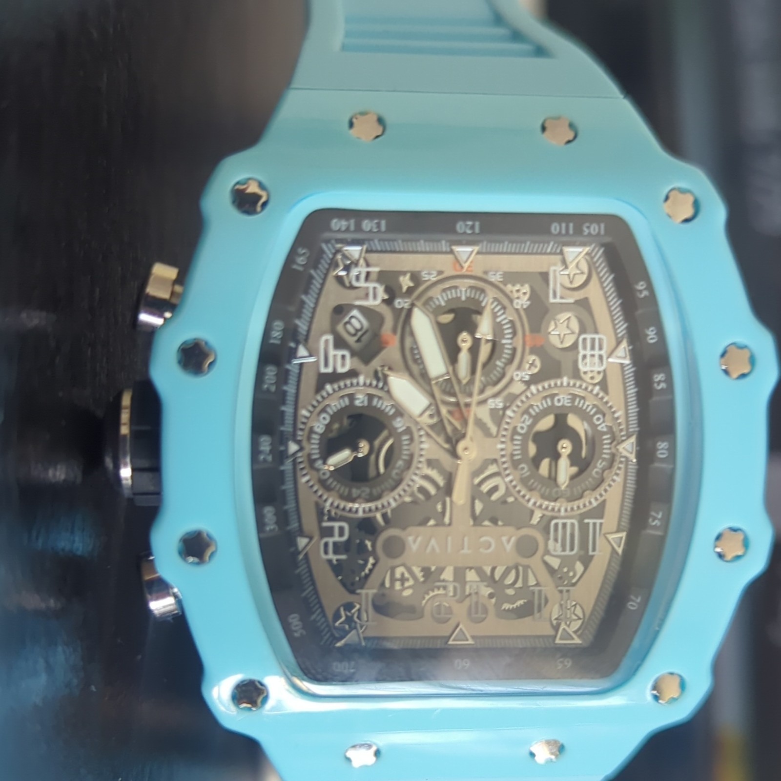 Invicta Octane Men’s Quartz Chronograph Blue Tonneau Watch Gray Dial