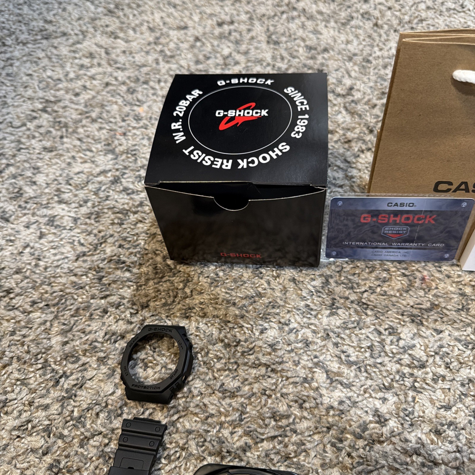 Casio G-Shock GA-2100 Custom Casioak Black And Grey With White Band. With Band