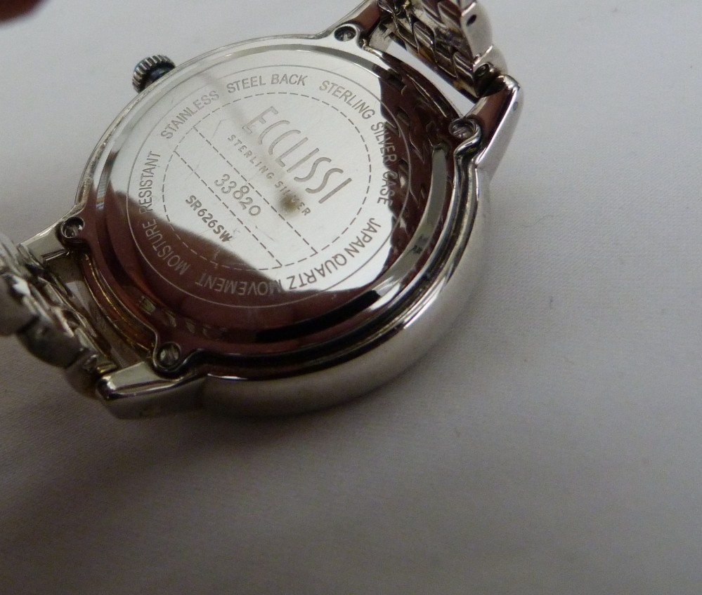 ECCLISSI SOLID STERLING SILVER TURQUOISE DIAL #33820 SR626SW ADJUSTABLE WATCH