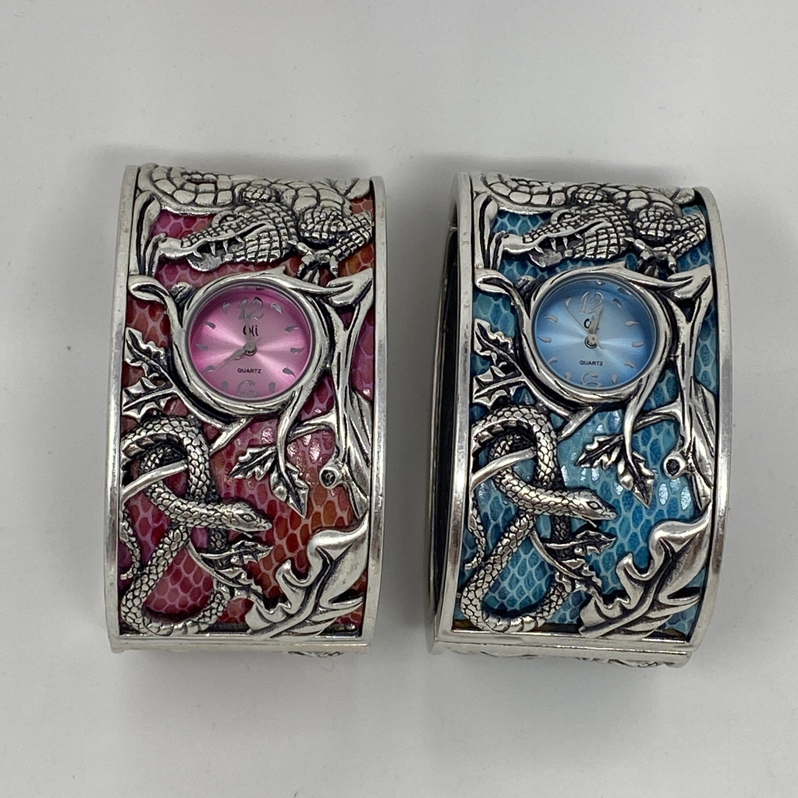 Chi By Falchi Hinged Bracelet Garden Watch B8119 Pink And Blue Not Of 2