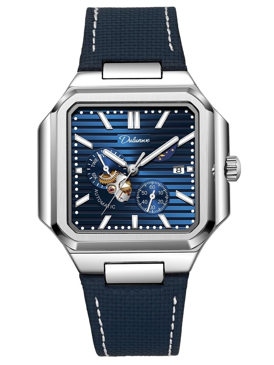Men’s Automatic Square Watch – Day/Night Dial 3ATM Waterproof Luminous
