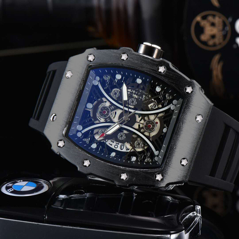 Automatic Quartz Hollow Luminous Waterproof Barrel-shaped Watch for Men