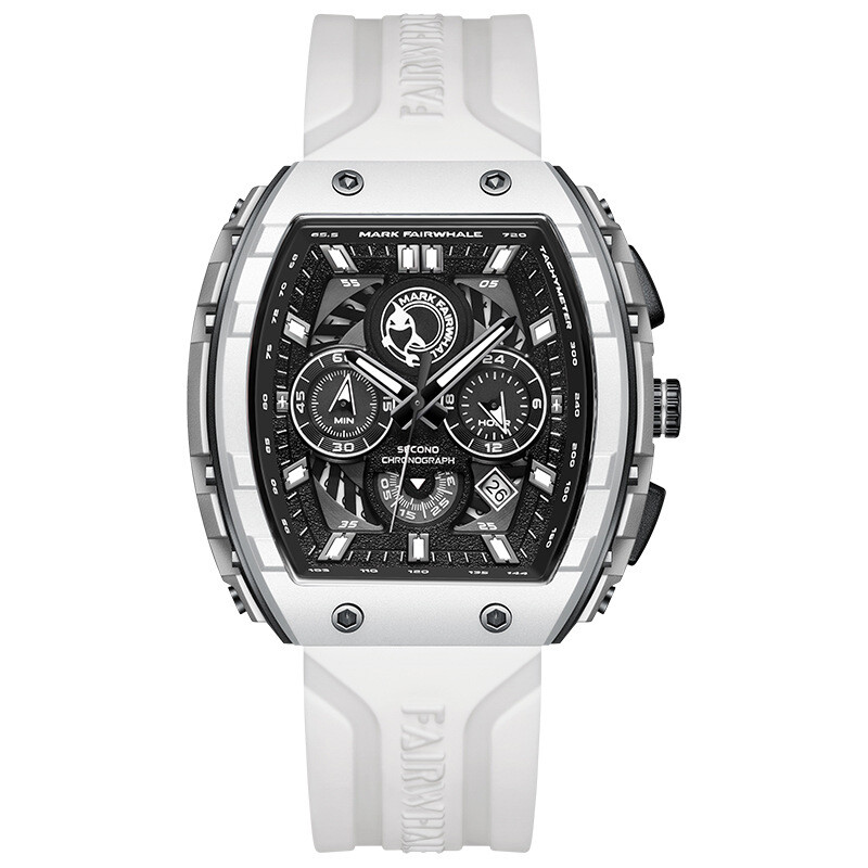 MARK FAIRWHALE Tonneau Luminous Multifunction Chronograph Calendar Quartz Watch
