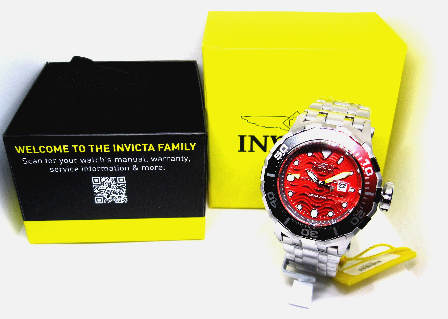 Invicta Pro Diver Scuba WAVE Ember Red 200M Men’s Diver Quartz Watch- 47845
