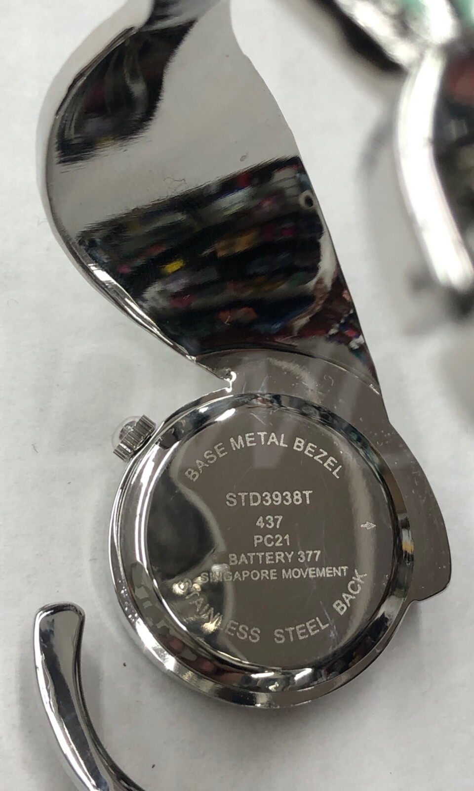 Studio Time Watch Women Silver Tone Green Resin Leaf Hinged Cuff