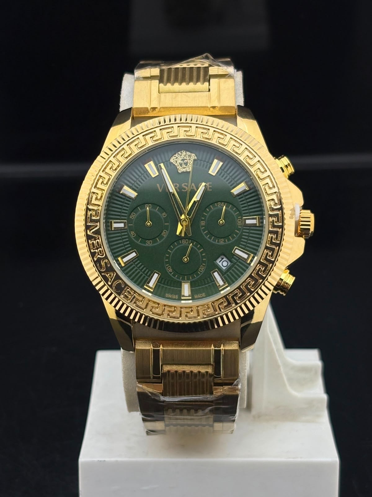 Vintage Refurbished Versace Gold Dial Wrist Watch Fully Working Condition