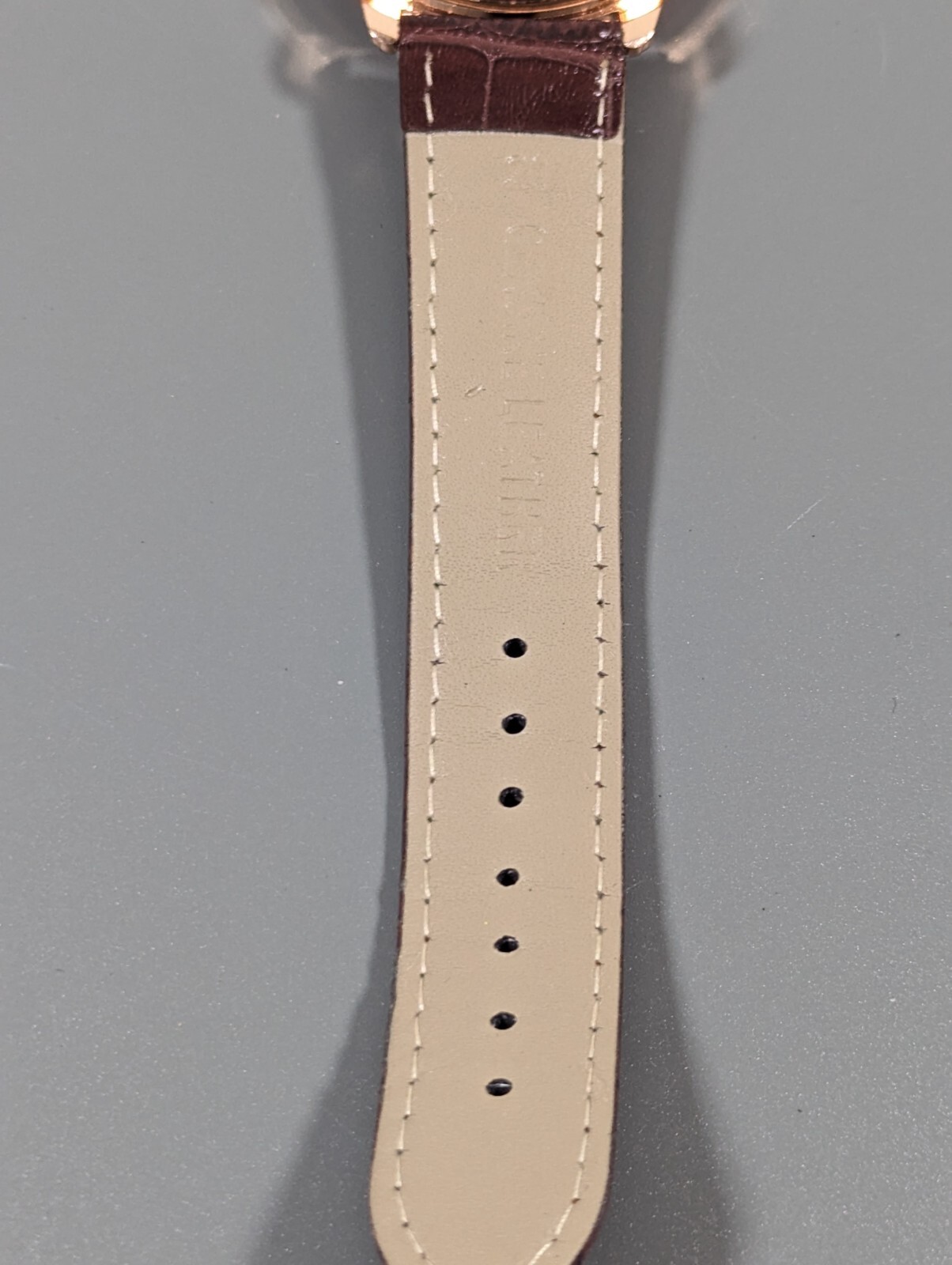 Mens Mreurio White Dial Round Gold Tone Case Brown Faux Leather Band Watch