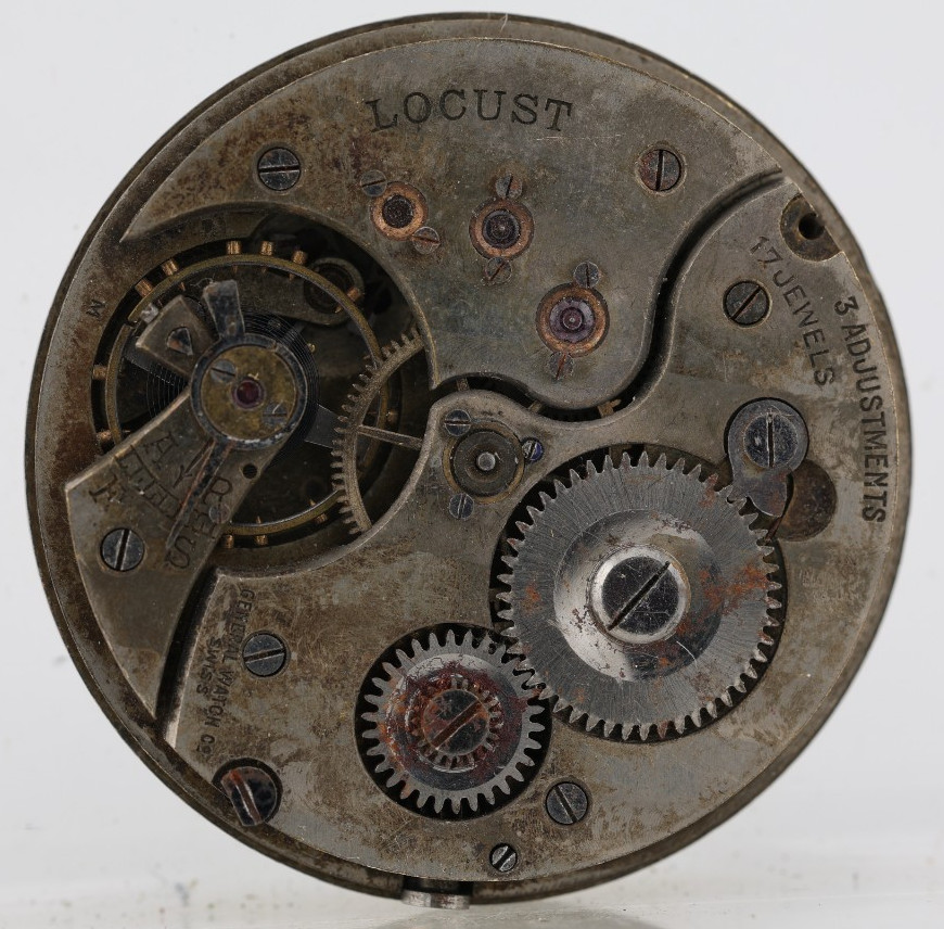 LOCUST GENERAL SWISS 17j POCKET WATCH MOVEMENT, 39.25mm, FOR REPAIR (M11)