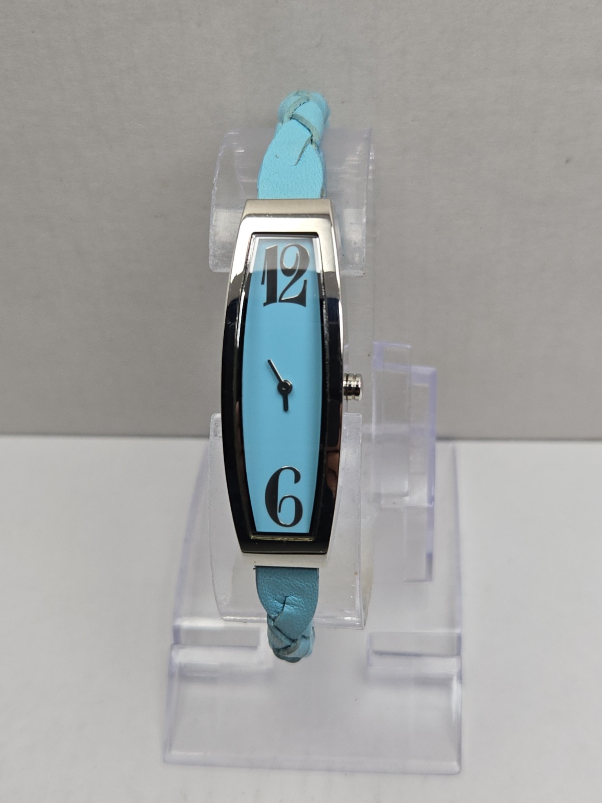 Mercedes Benz Womens 15mm Slim Blue Braided Leather Watch Swiss New Battery