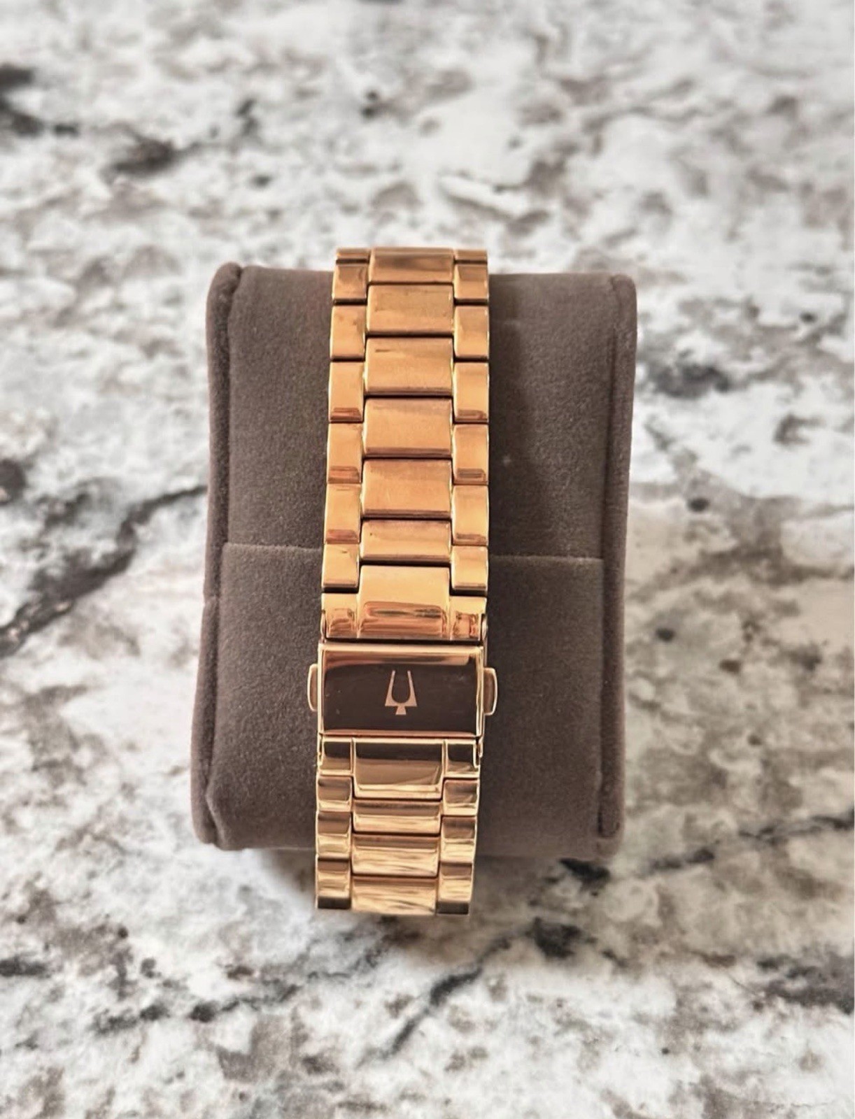 Bulova Crystal Rose Gold Tone Gem-Set Bezel Quartz Multifunction Bracelet