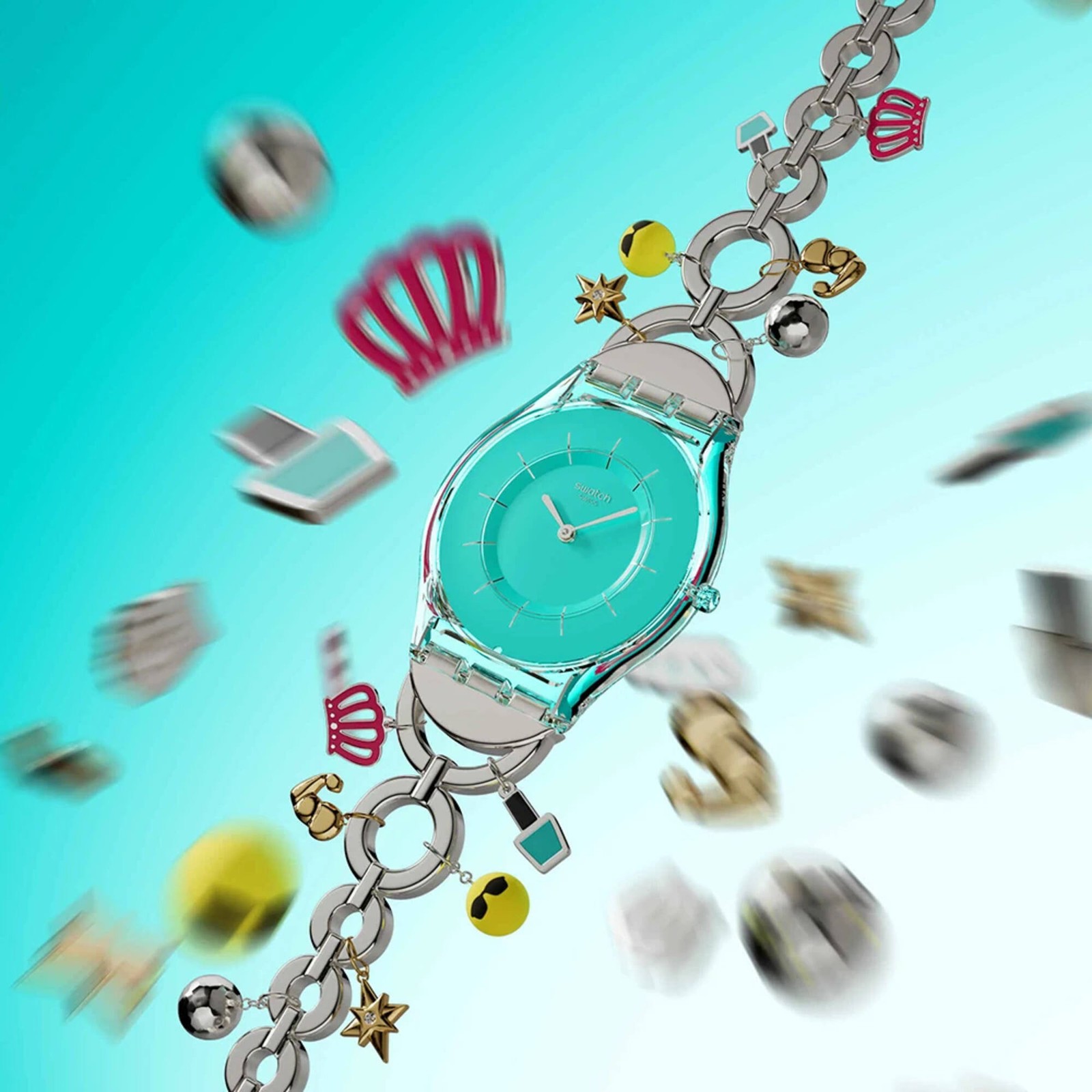 Swatch Women’s Watch Mother Like No Other Turquoise Dial Bracelet SS08Z106G