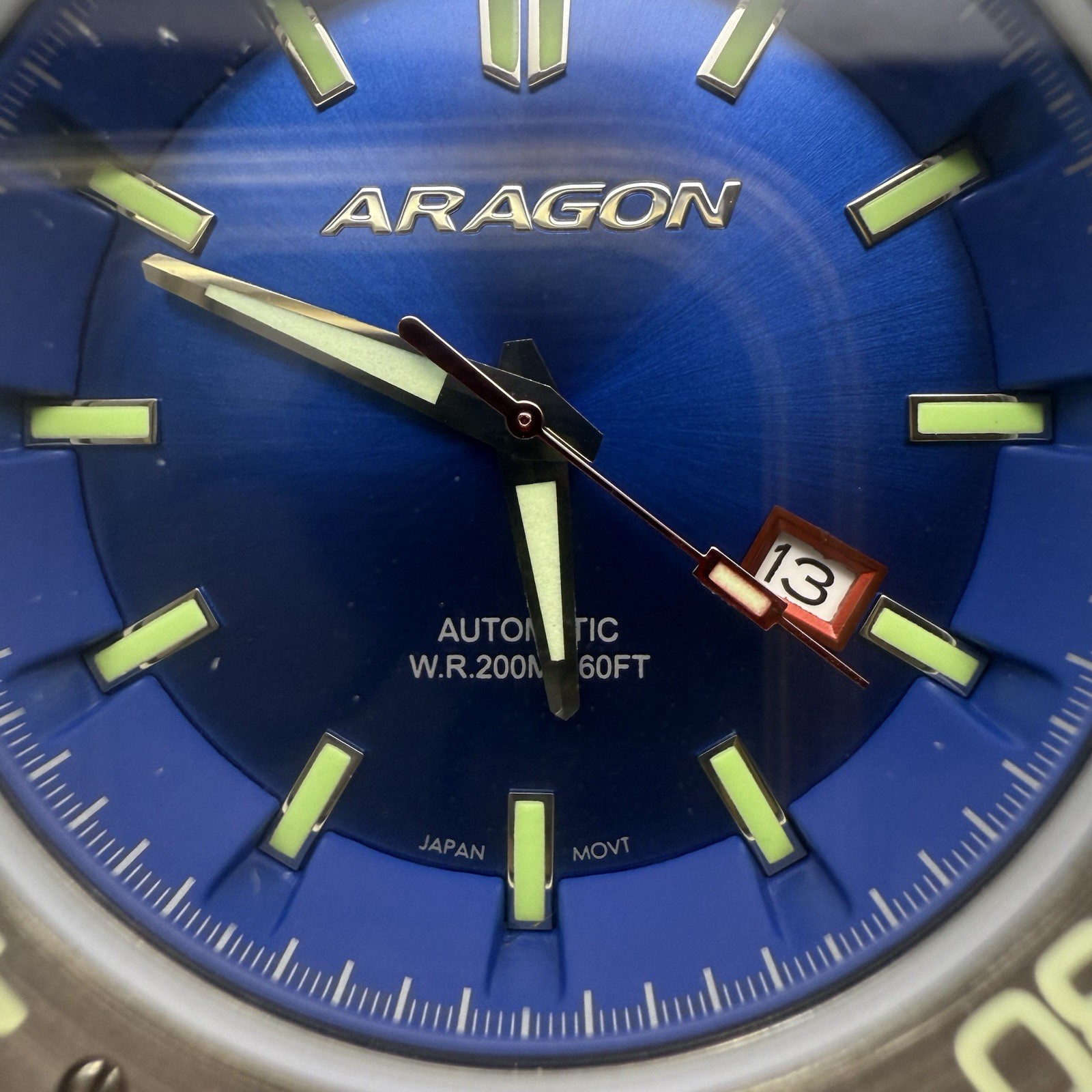 Aragon Sea Charger A081 Automatic Dive Watch Blue Dial NH35 200M 52mm Stainless