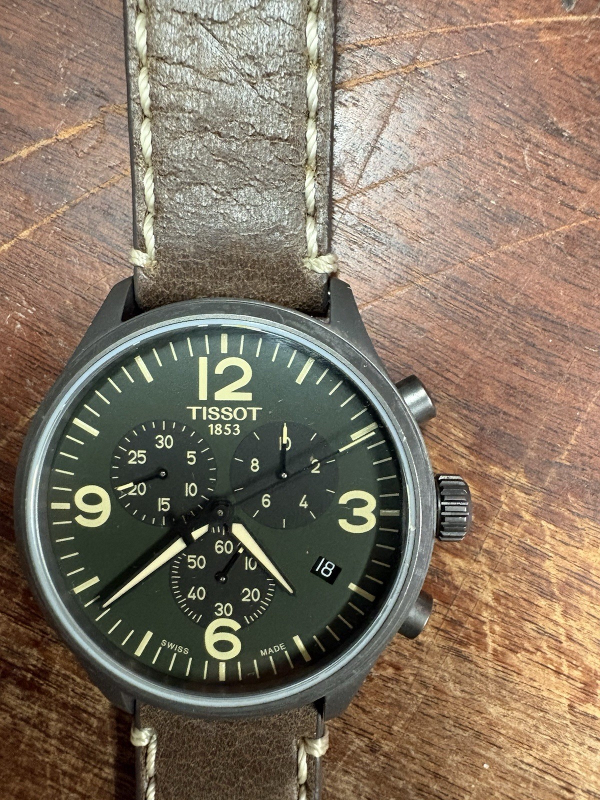 Tissot 45 mm Chrono XL PVD Steel Green Dial Mens Watch T116617 A