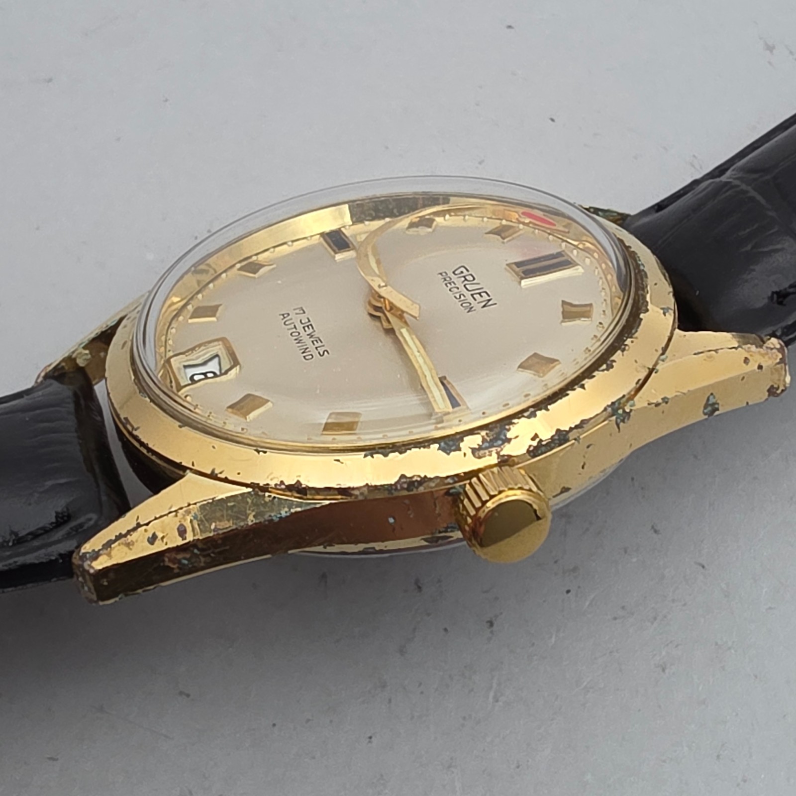 Vintage GRUEN men’s automatic watch Date Rocket second hand swiss 1960s
