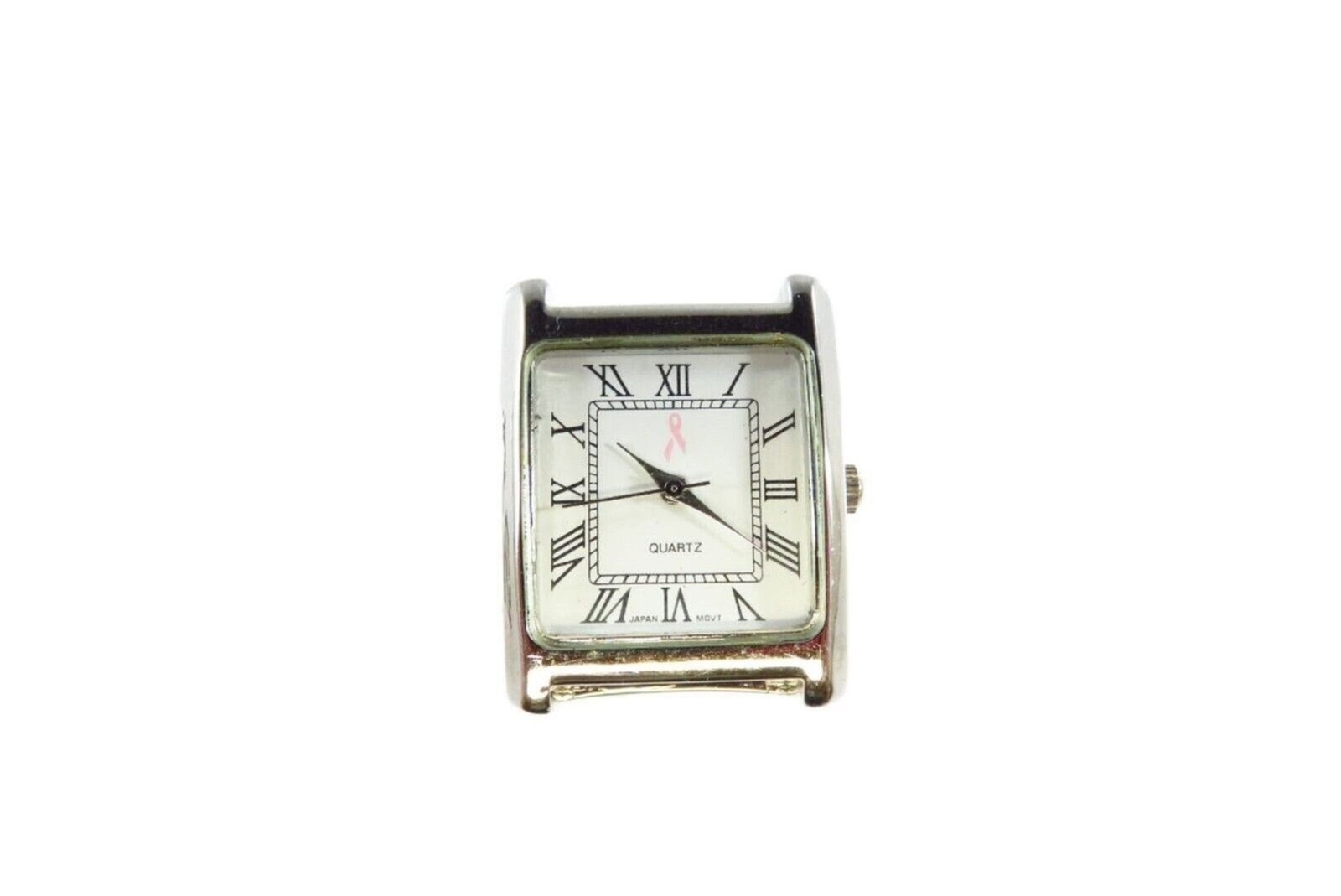 Breast Cancer Awareness White Metal White Dial Quartz Watch No Strap