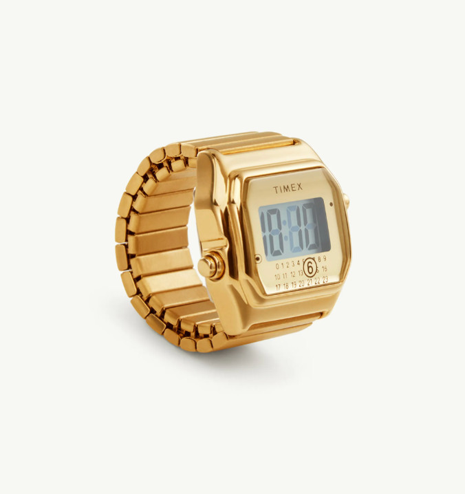Timex x MM6 Maison Margiela T80 Ring Watch Gold Digital Unisex S/M New