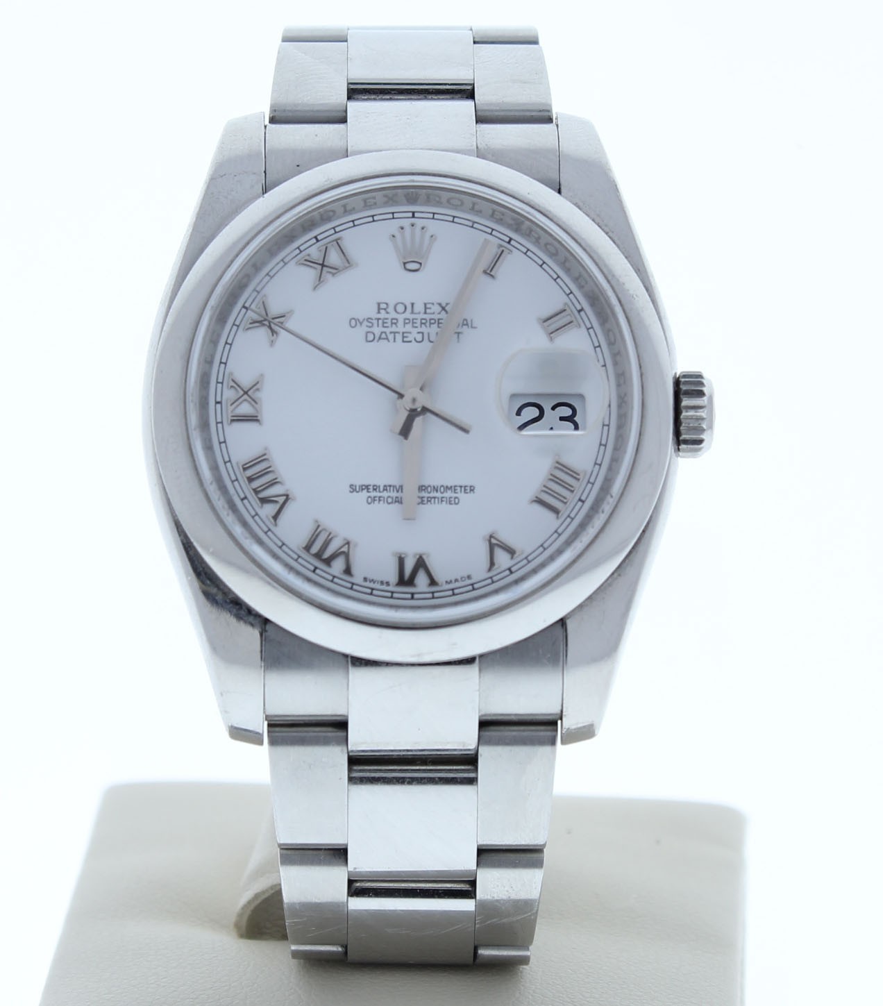 Rolex Datejust 36mm 116200 White Roman Dial Oyster Bracelet
