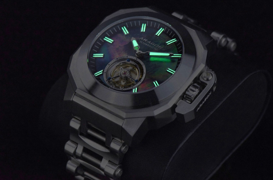 NEW! Aragon Millipede Max Tourbillon Lm’t Edition Watch Black MOP Dial 42mm