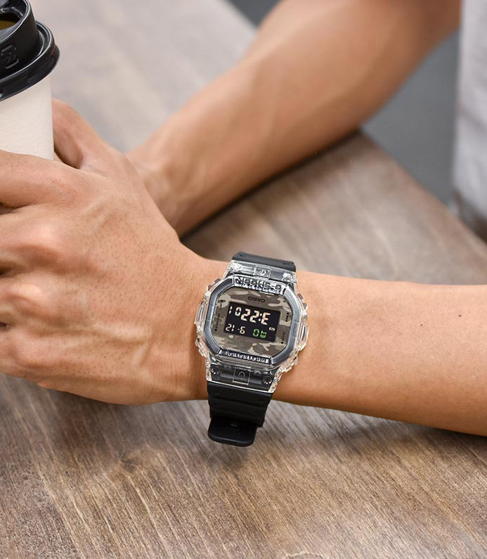 Casio G-Shock DW-5600SKC-1DR Clear Skeleton Camo Digital Watch New