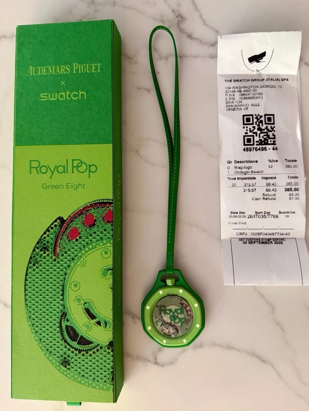 Audemars Piguet (AP) X Swatch Royal Pop Green Eight. Brand New in Box w/ Receipt