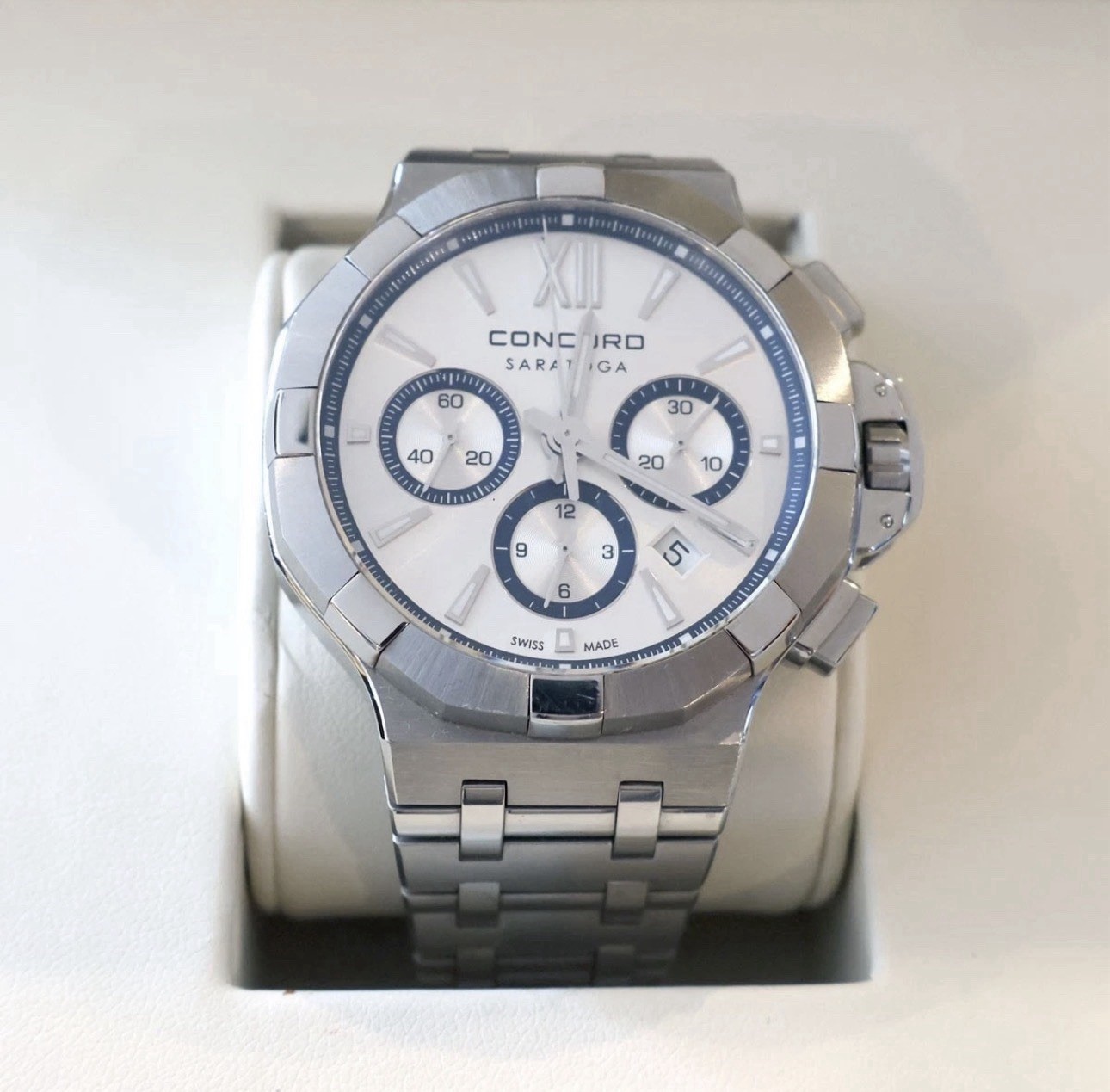 Rare Concord Saratoga Automatic Chronograph 43mm Full Set Ref. 0320449