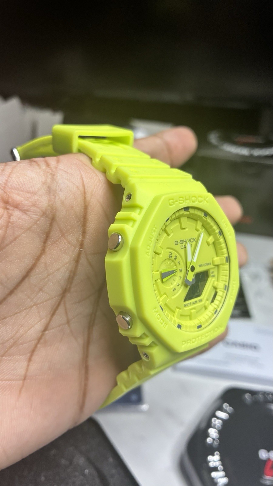 Casio G-SHOCK Lime Green Resin Analog-Digital Quartz 200m Watch w/ Box Manuals