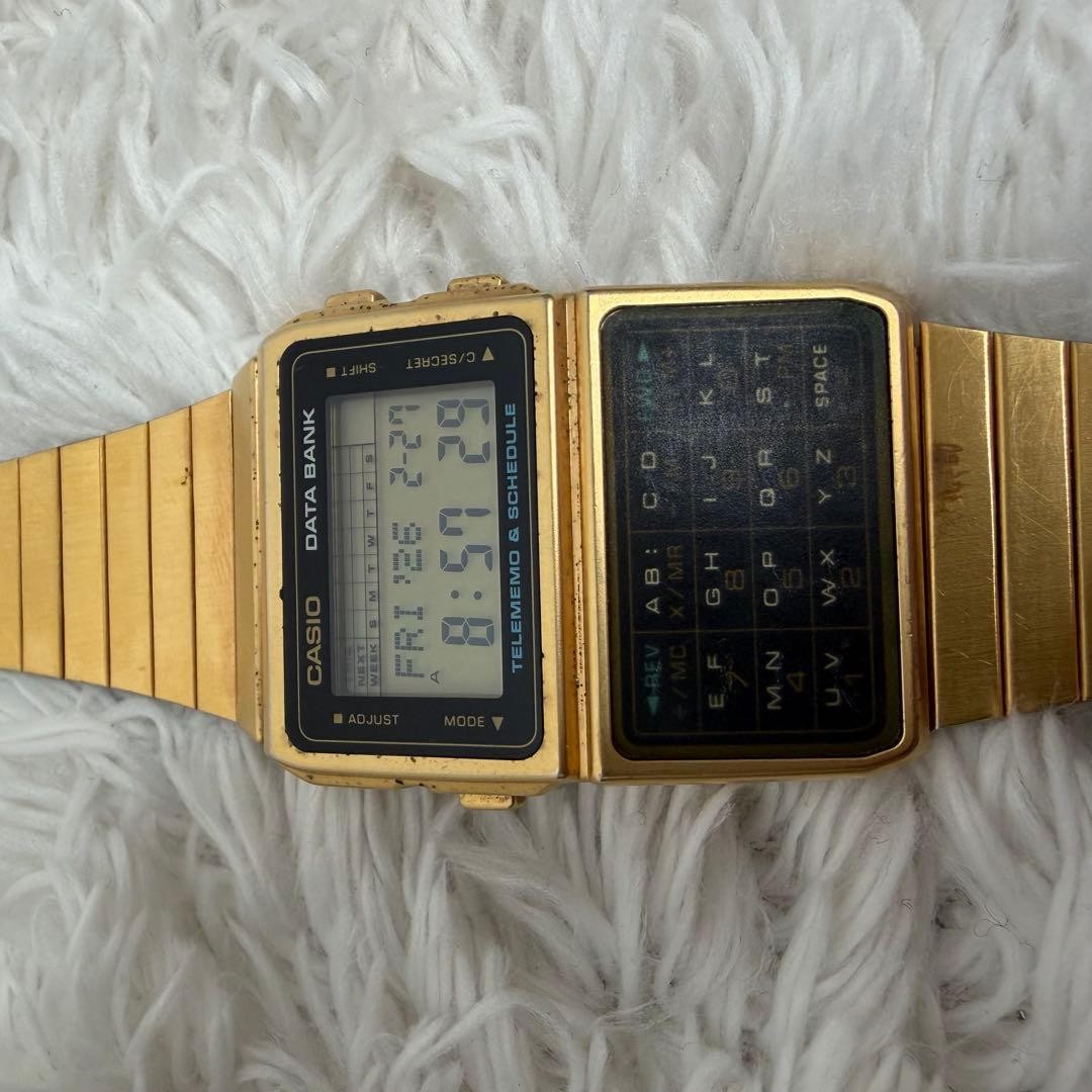 Rare CASIO DBC-610 Data Bank Gold Vintage Watch Functional