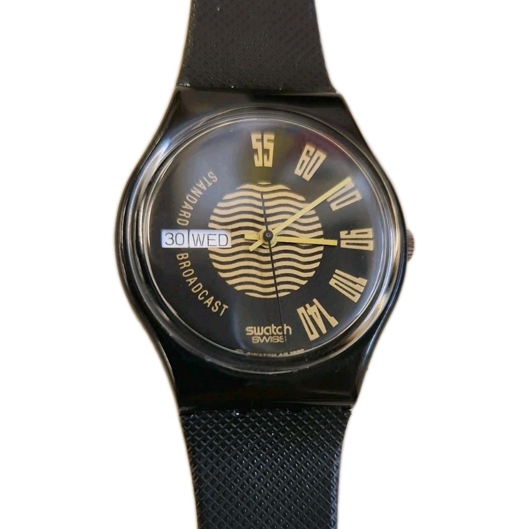 Swatch Watch BROADCAST GB720 1990 Standard Gents NON WORKING COLLECTORS DISPLAY