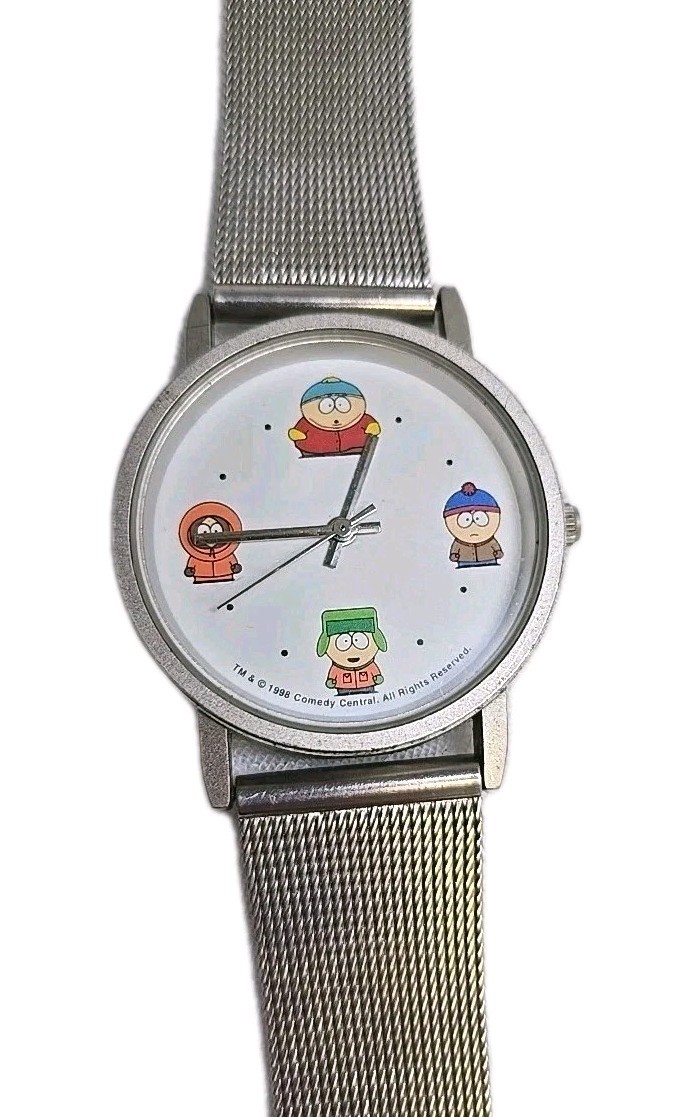 South Park Rare Watch White Face, Metal Band, Watch Back Still Has Plastic Works