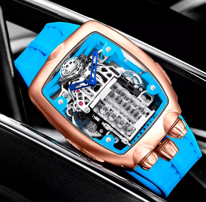PINDU Design BUGATTI STYLE Engine 16 Cylinder Men’s NH05 Automatic Watch