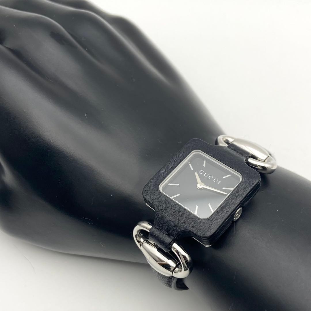 Gucci 130.5 Horsebit Quartz Watch Black Japan Excellent Condition 071702